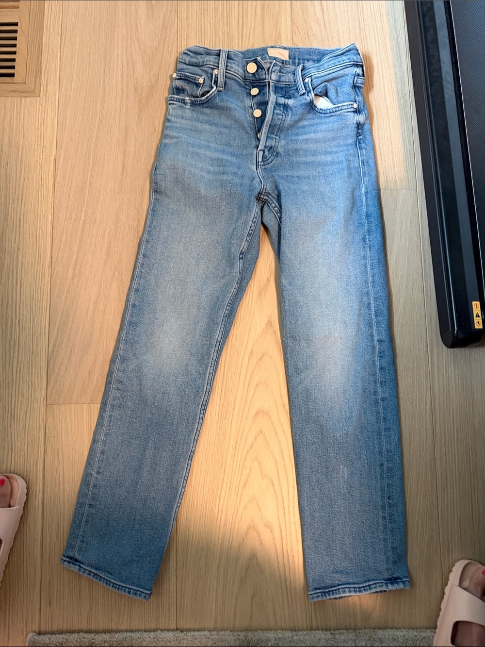 MOTHER Light Blue High-Rise Straight Leg Jeans
